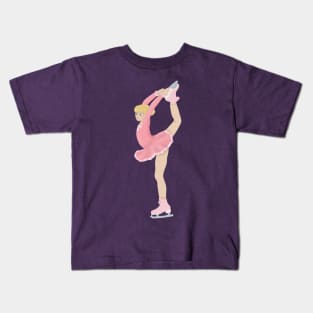 Pink figure skater biellmann spin Kids T-Shirt